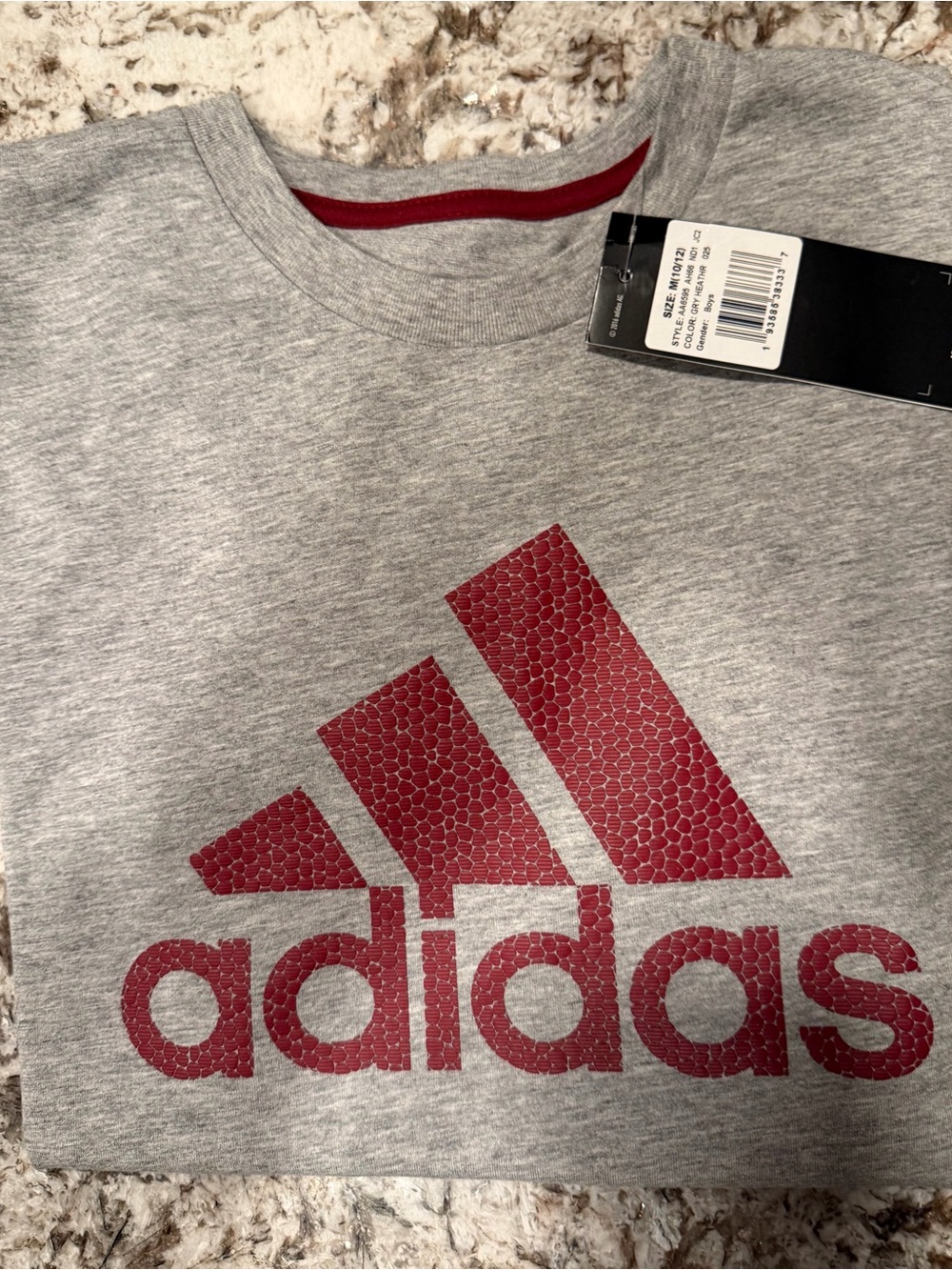 adidas Grey Short Sleeve Tee with Red Logo